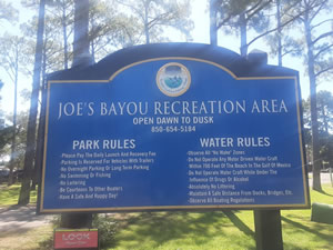 sign at joes bayou destin okaloosa county florida
